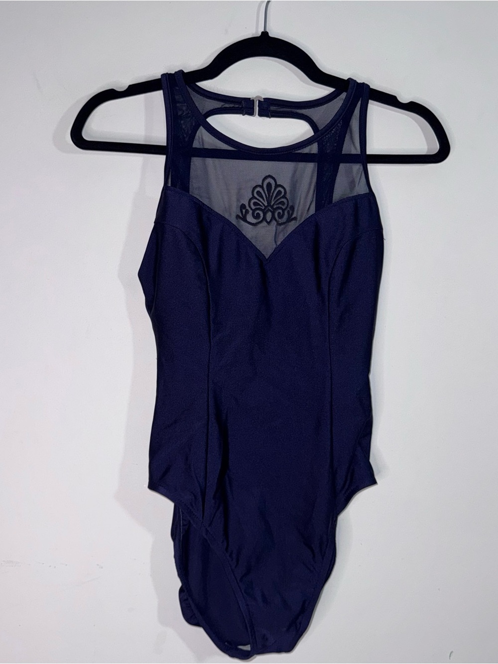 Jantzen Images Vintage One Piece Swimsuit Navy Blue Sheer Mesh Size 10